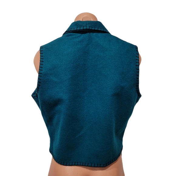 Vintage 80's Side Saddle western cowgirl ranch wool vest SMALL - Picture 3 of 8